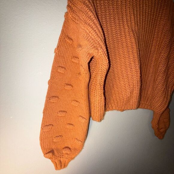 moon & madison Vibrant Orange Popcorn Sleeve Knit Sweater XS #715 - Picture 2 of 5